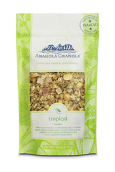 Anahola Granola empaque frontal mostrando marca y mezcla tropical, transmite confianza