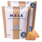 Ancient Crunch empaque frontal de MASA Chips Churro mostrando sabor churro