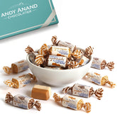 ANDY ANAND bolsa frontal mostrando 33 toffees para snack sin azúcar