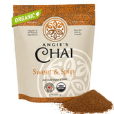 Angie's Chai empaque frontal mostrando la marca y beneficio de sabor auténtico