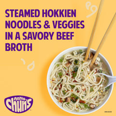 Annie Chun's enfoque en fideos Hokkien mostrando textura firme y apetecible