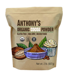 Anthony's frente del paquete mostrando cacao orgánico y tamaño de 2 lb