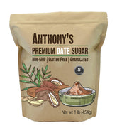 Anthony's date sugar empaque frontal muestra 1 lb y beneficios claros