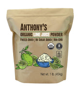 Anthony's envase frontal de polvo de jugo de lima orgánico mostrando presentación y marca