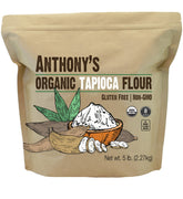 Anthony's paquete frontal de harina de tapioca 5 lb muestra envase claro y orgánico