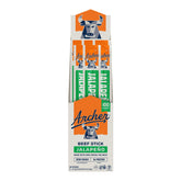 Archer Jerky paquete frontal mostrando 18 palitos, conveniencia para snacks
