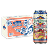 AriZona lata frontal mostrando diseño y sabor durazno, atractivo visual