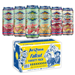 AriZona x Fallout pack frontal mostrando las 12 latas y diseño llamativo