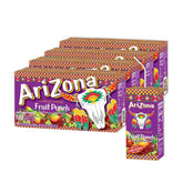 AriZona fruta punch frente del envase mostrando diseño y conveniencia