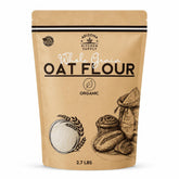 ARIZONA KITCHEN SUPPLY paquete frontal de harina de avena integral mostrando tamaño 2.7 lb y bolsa resellable