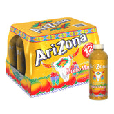 AriZona Mucho Mango vista frontal de la botella mostrando etiqueta y tamaño práctico