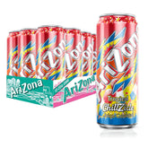 AriZona lata frontal con diseño tropical y refresco visible, ideal para compartir