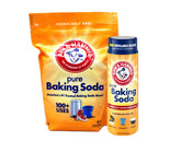 Arm & Hammer pack frontal mostrando bolsa y shaker, conveniencia inmediata
