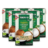 Aroy-D leche de coco frontal mostrando la lata y etiqueta orgánica