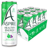 Aspire lata frontal Apple Acai mostrando diseño y beneficios energéticos