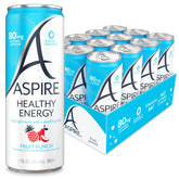 ASPIRE lata frontal Fruit Punch mostrando etiqueta y beneficios visibles