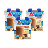 Atkins frente del envase chocolate y banana, opción práctica y saciante