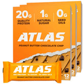 Atlas Protein Bar vista frontal del empaque mostrando información clave