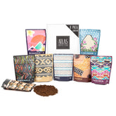 Atlas Coffee Club empaque frontal mostrando las ocho porciones, ideal para regalo