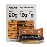 Atlas Protein Bar empaque frontal mostrando caja de 12 para conveniencia