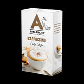 Avalanche frente del paquete de 10 sachets mostrando diseño y cantidad, conveniencia inmediata