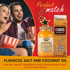 AYD Goods sal sazonadora en primer plano, realza sabor y adherencia en palomitas