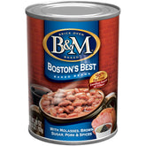 B&M frente de lata mostrando etiqueta y tamaño para comprar fácilmente