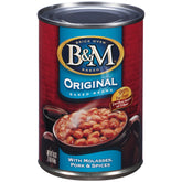 B&M frijoles horneados embalagem frontal que muestra etiqueta y tamaño 16 oz, conveniencia inmediata