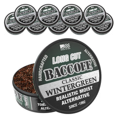 BACC OFF lata frontal mostrando sabor wintergreen y comodidad de agarre