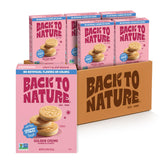 Back to Nature caja frontal mostrando galletas doradas y beneficios limpios