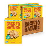 Back to Nature galletas de trigo frontal mostrando el paquete y beneficio de conveniencia