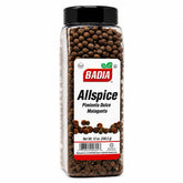 Badia allspice frente del envase mostrando 12 oz y aroma confiable