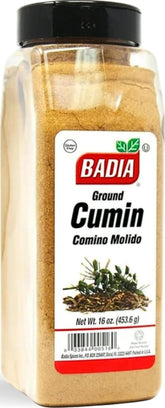 Badia comino molido frente del envase mostrando marca y cantidad útil