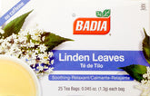Badia frente del paquete de té linden leaves con bolsitas, ideal para relajación