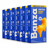 Banza caja frontal mostrando mac & cheese y beneficios nutricionales