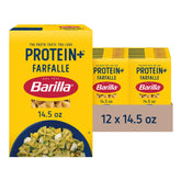 Barilla Protein+ farfalle frontal mostrando empaque y beneficio proteína vegetal