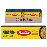 Barilla Protein+ frente del empaque mostrando el formato angel hair y beneficio proteico