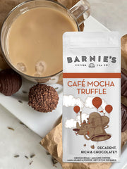 Barnie's Coffee Tea Co. textura del café molido mostrando aroma intenso
