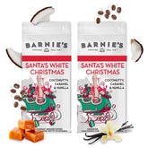 BARNIE'S COFFEE paquete Santa's White Christmas mostrando diseño frontal y frescura