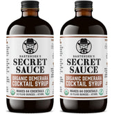 BARTENDER'S SECRET SAUCE vista frontal del pack de dos botellas, presentación premium