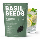 Basilia empaque frontal mostrando bolsa de 1 lb y beneficio de almacenamiento