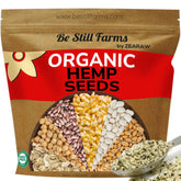 Be Still Farms paquete frontal de semillas de cáñamo orgánicas, práctico y nutritivo