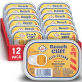 Beach Cliff frente de lata con filetes en salsa de mostaza, conveniente y listo para servir