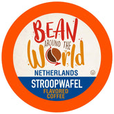 BEAN AROUND THE WORLD frontal del paquete mostrando 40 cápsulas y sabor stroopwafel para regalo