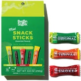 Bean Stalk empaque frontal mostrando sabores surtidos y conveniencia