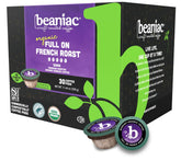 beaniac empaque frontal mostrando 30 cápsulas, cómodo para almacenaje