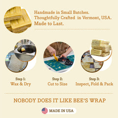 Bee's Wrap primer plano de textura de cera, detalle que facilita conservación