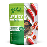 Beleaf Jerky picante frente del paquete mostrando tamaño y diseño