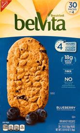 belVita paquete frontal con galletas y arándanos, práctico para llevar