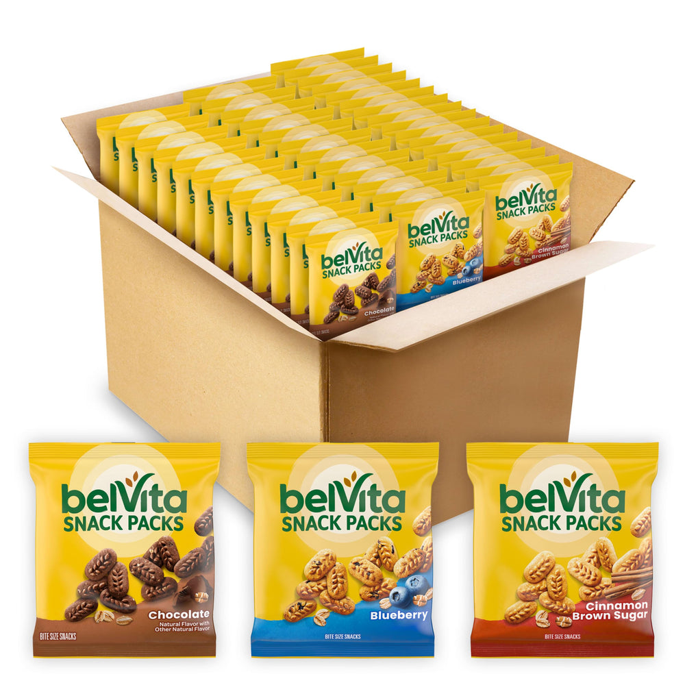 belVita presentación frontal mostrando la caja y el beneficio de variedad